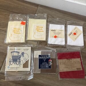 Regency Mills Cross Stitch Fabric Aida 14 & 18 Count. White Red Brown Off-white